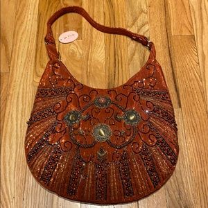 NEW Embroidered & Hand  Beaded Bag